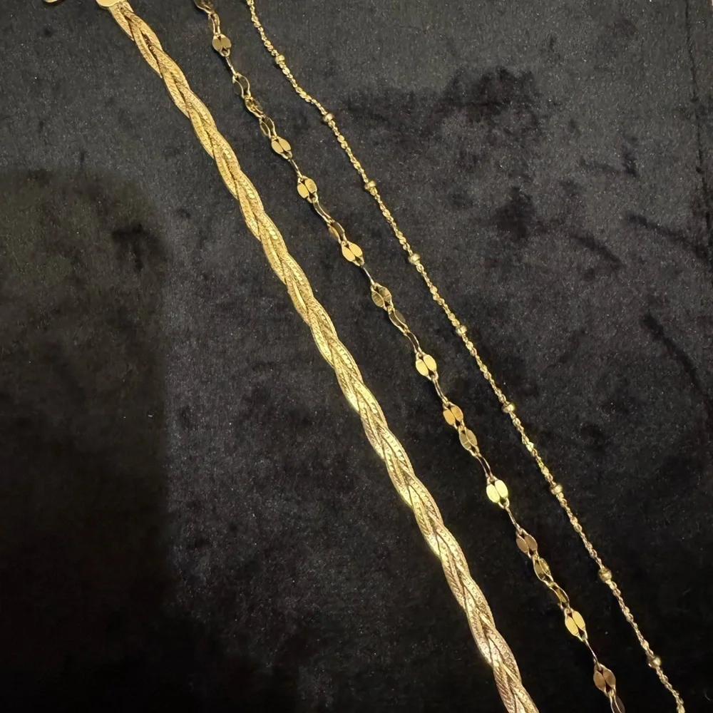 Italian 24KT Gold over Sterling Silver Bracelet Trio - Picture 2 of 4